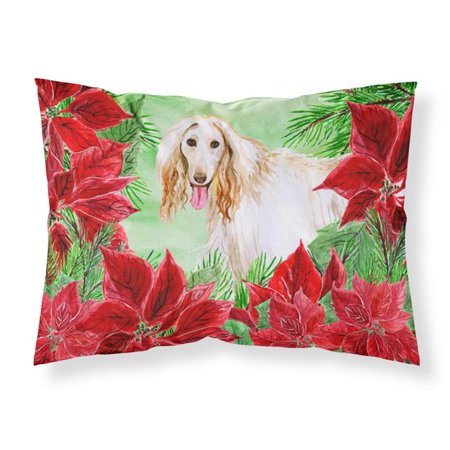 Carolines Treasures CK1350PILLOWCASE Afghan Hound Poinsettas Fabric Standard Pillowcase