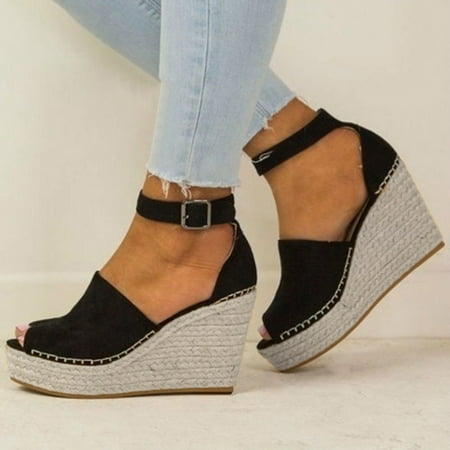 Alueeu Women s Wedges Women Fashion Dull Polish Sewing Peep Toe Wedges Hasp Sandals Flatform Shoes BK
Alueeu Women s Wedges Women Fashion Dull Polish Sewing Peep Toe Wedges Hasp Sandals Flatform Shoes BK