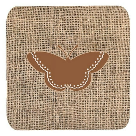 Butterfly Burlap And Brown Foam Coasters Set Of 4