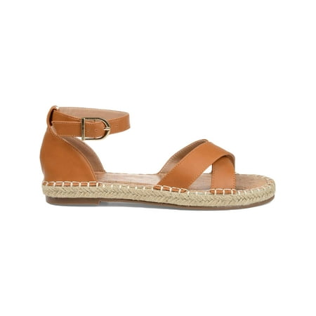 Journee Collection Womens Lyddia Faux Leather Ankle Strap Flat Sandals