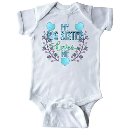 

Inktastic My Big Sister Loves Me with Flowers and Hearts Gift Baby Boy or Baby Girl Bodysuit