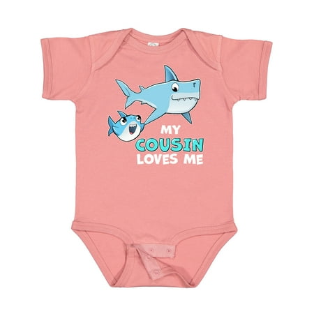 Inktastic My Cousin Loves Me with Cute Sharks Gift Baby Boy or Baby Girl Bodysuit