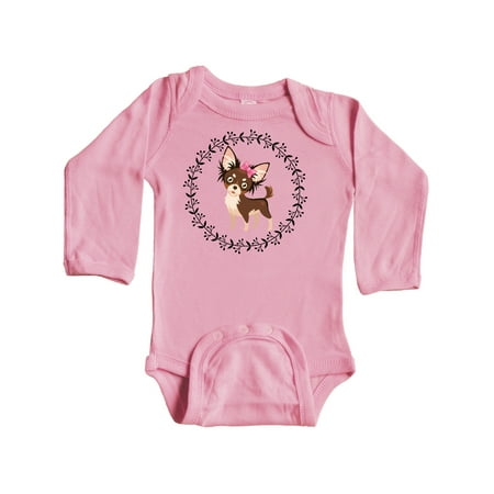 Inktastic Long Haired Chihuahua Dog Gift Baby Girl Long Sleeve Bodysuit