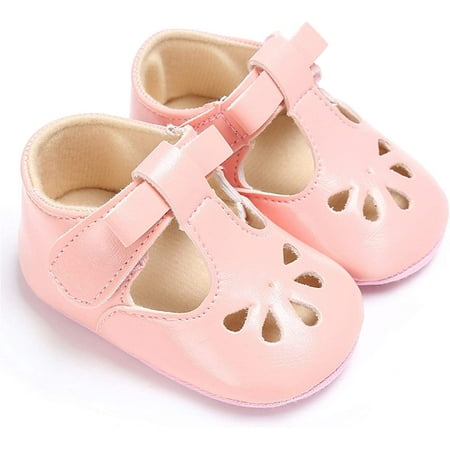 QWZNDZGR Baby Girls Mary Jane Flats Princess Christening Baptism Infant Crib Shoes Toddler Prewalkers
