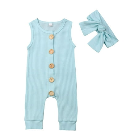 Wayren USA Newborn Baby Girls Boys Kid Solid Colour Bodysuit Sleeveless Romper Jumpsuit + Headband 2PCS Clothes Sets
Wayren USA Newborn Baby Girls Boys Kid Solid Colour Bodysuit Sleeveless Romper Jumpsuit + Headband 2PCS Clothes Sets