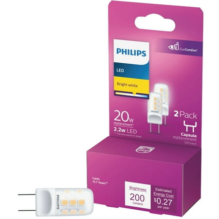 Philips 20W Equivalent T4 G8 Bi-Pin Base Led Special Purpose Light Bulb (2-Pack)
Philips 20W Equivalent T4 G8 Bi-Pin Base Led Special Purpose Light Bulb (2-Pack)