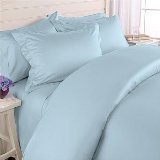 Microfiber Weave 4 pc Bed Sheet Set - Full (Double), Light Blue Aqua,, Full Size 4pc Set - Flat Sheet 96"x81", Fitted Sheet 54"x75", 2 Pillowcases 20"x30" By Clara Clark,USA