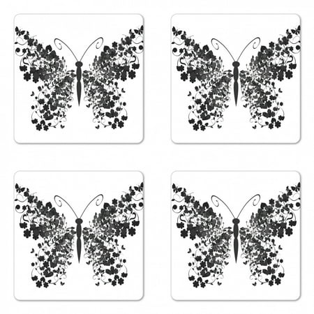 Butterfly Coaster Set of 4 Abstract Insect Graphic with Leafy Wings in Monochromatic Design Print Square Hardboard Gloss Coasters Standard Size Grey and Pale Grey by Ambesonne
Butterfly Coaster Set of 4 Abstract Insect Graphic with Leafy Wings in Monochromatic Design Print Square Hardboard Gloss Coasters Standard Size Grey and Pale Grey by Ambesonne
