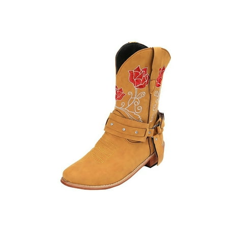GENILU Ladies Nonslip Mid Calf Booties Buckle Knight Boots Jogging Embroidery Boot Yellow 7.5
GENILU Ladies Nonslip Mid Calf Booties Buckle Knight Boots Jogging Embroidery Boot Yellow 7.5