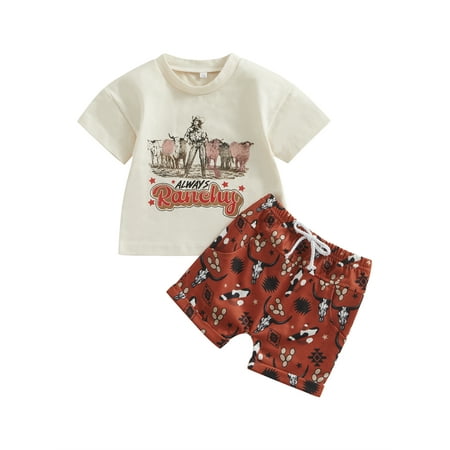 jaweiwi Toddler Baby Boy Western Short Pants Outfits 3M 6M 9M 12M 18M 24M Casual Party Short Sleeve Round Neck T shirt + Short Trousers with Drawstrings
jaweiwi Toddler Baby Boy Western Short Pants Outfits 3M 6M 9M 12M 18M 24M Casual Party Short Sleeve Round Neck T shirt + Short Trousers with Drawstrings