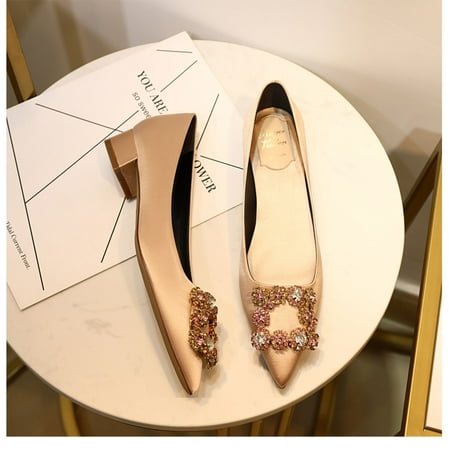 Homeex Pointed Toe Mid Heel Rhinestone Square Buckle Pumps Women s Chunky Heel Champagne 33
Homeex Pointed Toe Mid Heel Rhinestone Square Buckle Pumps Women s Chunky Heel Champagne 33