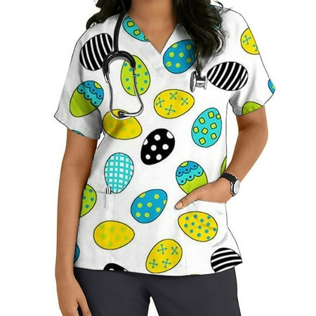 UHUYA Scrubs For Women Women Tops Short Sleeve V-neck Tops Working Uniform Easter Print With Pocket Blouse Green XL
UHUYA Scrubs For Women Women Tops Short Sleeve V-neck Tops Working Uniform Easter Print With Pocket Blouse Green XL