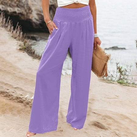 Miayilima Casual Pants For Women High Waist Wide Leg Palazzo Pants For Smocked Elastic Waist Loose Comfy Casual Pajama Pants Pockets Size M
Miayilima Casual Pants For Women High Waist Wide Leg Palazzo Pants For Smocked Elastic Waist Loose Comfy Casual Pajama Pants Pockets Size M