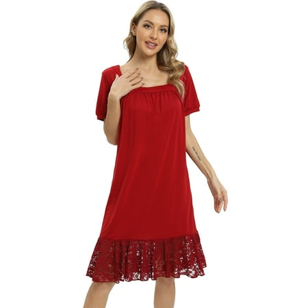 Baywell Nightgowns for Women Sexy Sleepshirts Square Neck Short Sleeve Sleepwear Lace Trim Soft Short Night Shirts Red S-2XL
Baywell Nightgowns for Women Sexy Sleepshirts Square Neck Short Sleeve Sleepwear Lace Trim Soft Short Night Shirts Red S-2XL