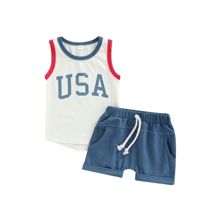 Blotona 4th of July Baby Boys Independence Day Clothes Sleeveless Letter Print Tank Top and Elastic Rolled Hem Shorts Summer Casual Outfit 0-24Months
Blotona 4th of July Baby Boys Independence Day Clothes Sleeveless Letter Print Tank Top and Elastic Rolled Hem Shorts Summer Casual Outfit 0-24Months