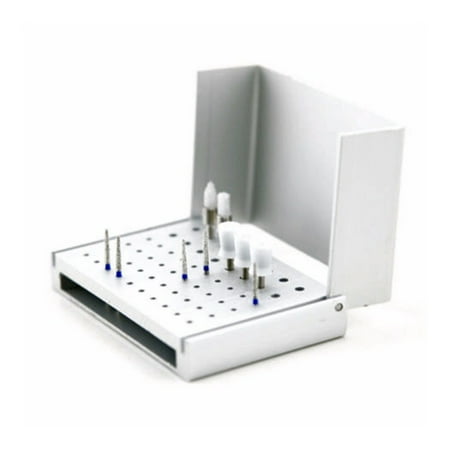 1 Pc 58 Holes Dental Bur Holder Stand Autoclave Disinfection Box Case Silver