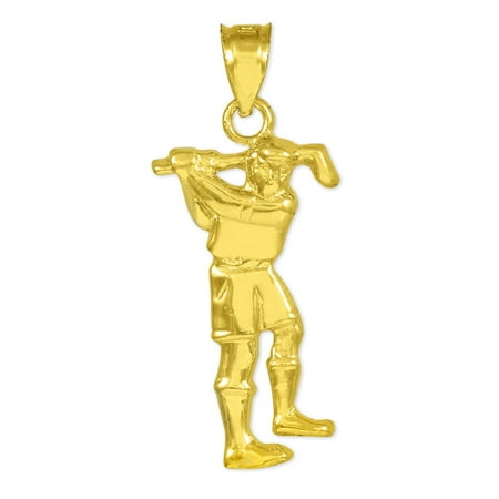 10k Yellow Gold Golfer Sports Charm Pendant
