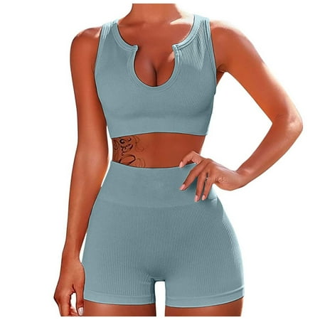 Dadaria 2 Piece Outfits for Women Shorts Set with Jacket Sleeveless Seamless Ribbed Crop Tank High Waist Shorts Yoga Outfits Sets Blue S Female
Dadaria 2 Piece Outfits for Women Shorts Set with Jacket Sleeveless Seamless Ribbed Crop Tank High Waist Shorts Yoga Outfits Sets Blue S Female