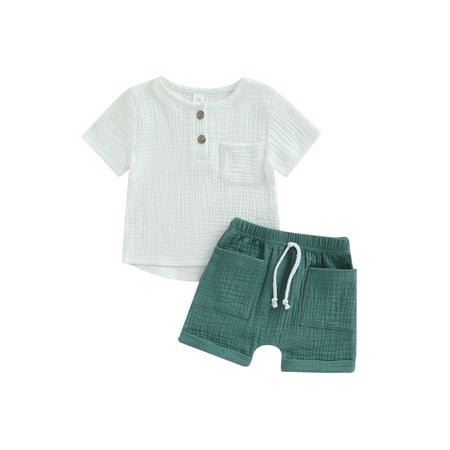 Baby Boy Summer Outfits 2Pcs Set Short Sleeve Button Down Pocket T Shirts Top with Shorts Toddler Clothes
Baby Boy Summer Outfits 2Pcs Set Short Sleeve Button Down Pocket T Shirts Top with Shorts Toddler Clothes