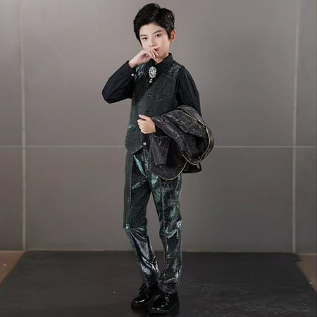 Toddler Boys Outfit Sets Formal Wedding Party Revelry Shinning Suit Kids 4 Piece Vest Pants Jacket Suit
Toddler Boys Outfit Sets Formal Wedding Party Revelry Shinning Suit Kids 4 Piece Vest Pants Jacket Suit