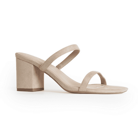 J. Adams Stormi Heeled Mules for Adult Females Nude Suede - 5.5