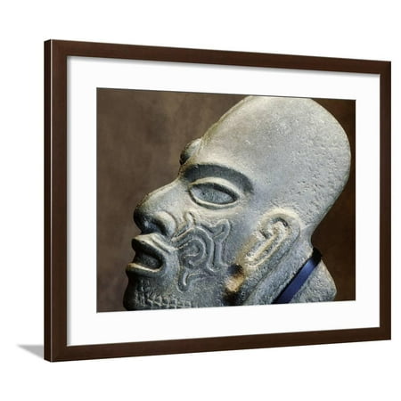 Olmec hacha in the form of a head, Mexico, 100-400 Framed Print Wall Art By Werner Forman