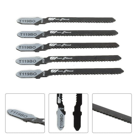 5Pcs Set 3 12Tpi Hcs T-Shank Jigsaw Blades T119Bo for Tools Wood Cutting