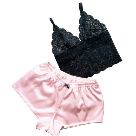 Dadaria Ladies Pajamas Women Satin Lace V-Neck Camisole Bowknot Shorts Set Sleepwear Pajamas Lingerie Pink M Women
Dadaria Ladies Pajamas Women Satin Lace V-Neck Camisole Bowknot Shorts Set Sleepwear Pajamas Lingerie Pink M Women