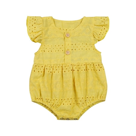 Xingqing Infant Newborn Baby Girls Buttons Romper Hollow Flying Sleeves Triangle Jumpsuit Bodysuit Yellow 6-12 Months
Xingqing Infant Newborn Baby Girls Buttons Romper Hollow Flying Sleeves Triangle Jumpsuit Bodysuit Yellow 6-12 Months