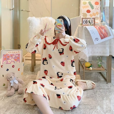 PIKADINGNIS Girl Warm Flannel Nightdress Long Sleeve Autumn Winter Doll Collar Nightgowns & Sleepshirts Women Sleepwear Shirt Home Clohtes
PIKADINGNIS Girl Warm Flannel Nightdress Long Sleeve Autumn Winter Doll Collar Nightgowns & Sleepshirts Women Sleepwear Shirt Home Clohtes