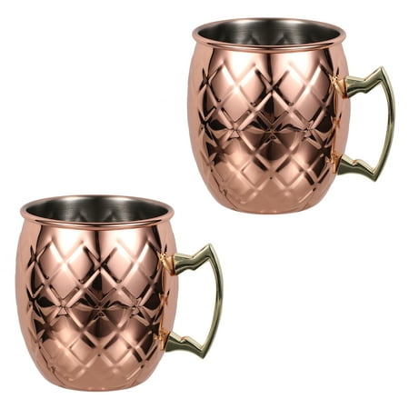 2Pcs 500ml Bartender Barware Copper Mug Cups for Cocktail Beer Drinking