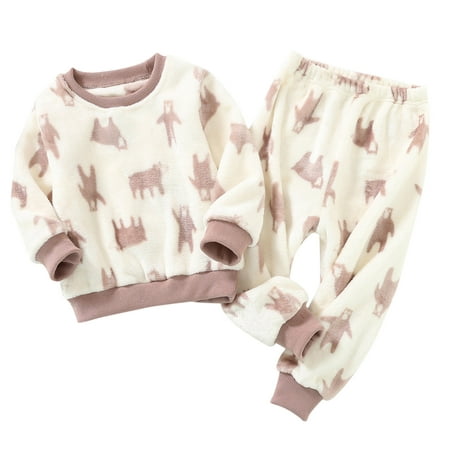 

Toddler Boys Girls Winter Long Sleeve Cartoon Prints Pajamas Sleepwear Tops Pants 2PCS Outfits Clothes Set