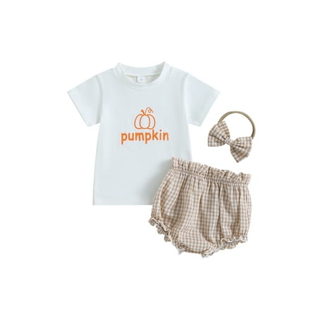 Newborn Baby Girl Halloween Outfit Short Sleeve Pumpkin T-Shirt Plaid Ruffle Shorts Headband Halloween Clothes
Newborn Baby Girl Halloween Outfit Short Sleeve Pumpkin T-Shirt Plaid Ruffle Shorts Headband Halloween Clothes