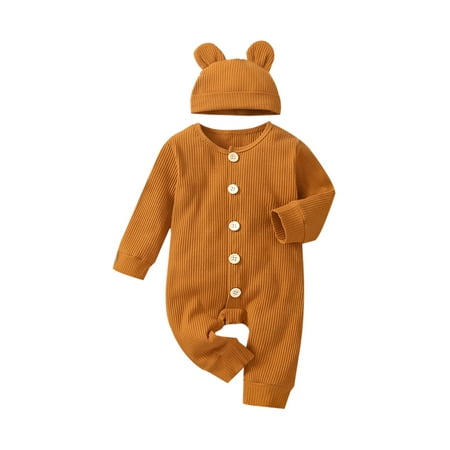 Binpure Baby Romper with Hat Kids Solid Color O-Neck Long Sleeve Jumpsuit+ Cap for Spring Fall
Binpure Baby Romper with Hat Kids Solid Color O-Neck Long Sleeve Jumpsuit+ Cap for Spring Fall