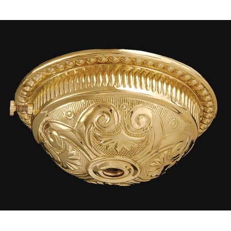 B&P Lamp® 3 3/8 I.D. Embossed Brass Font Cup Polished & Lacq.