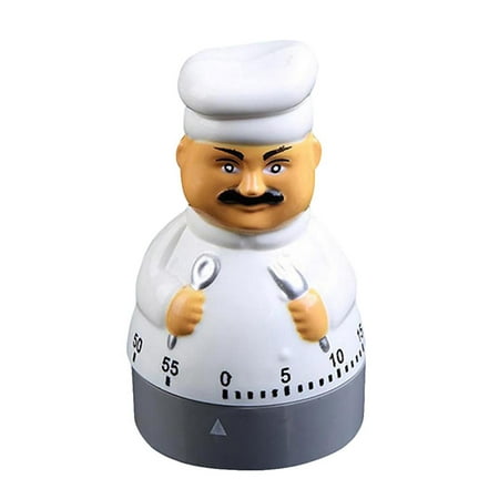 

OPOLSKI 360 Degree Rotating Mechanical Kitchen Timer 1-60 Minutes Cartoon Chef Design Clock Alarm Cooking Supplies