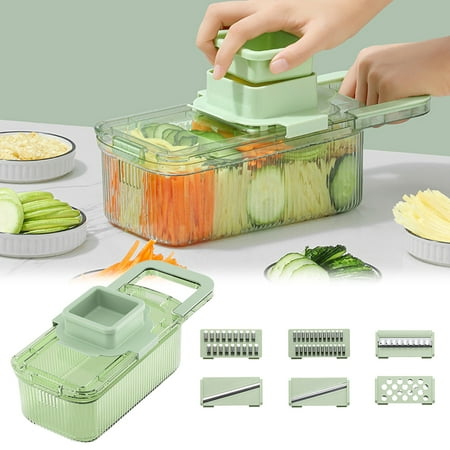 Sioweci Vegetable Cutter with 6 Interchangeable Blades Large Container Tray Veggie Chopper Multifunctional Food Dicer Dishwasher Safe Kitchen Tool Style A
Sioweci Vegetable Cutter with 6 Interchangeable Blades Large Container Tray Veggie Chopper Multifunctional Food Dicer Dishwasher Safe Kitchen Tool Style A