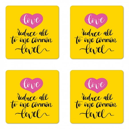 Saying Coaster Set of 4 Love Reduces All to Common Level Saying with a Romantic Pink Heart Square Hardboard Gloss Coasters Standard Size Yellow Hot Pink Black by Ambesonne
Saying Coaster Set of 4 Love Reduces All to Common Level Saying with a Romantic Pink Heart Square Hardboard Gloss Coasters Standard Size Yellow Hot Pink Black by Ambesonne