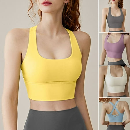 opvise Women Sport Bra Vest Cross Back Solid Color High Strength Elastic Slim Fit Shockproof Gather Jogging Workout Exercise Brassiere Top Inner Wear Clothes White S
opvise Women Sport Bra Vest Cross Back Solid Color High Strength Elastic Slim Fit Shockproof Gather Jogging Workout Exercise Brassiere Top Inner Wear Clothes White S