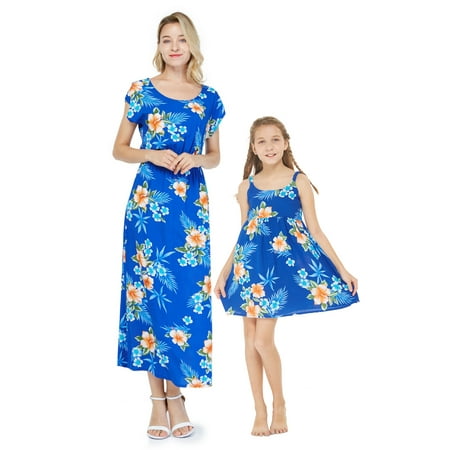 Matching Hawaiian Luau Mother Daughter Cap Sleeve Maxi and Elastic Dress in Simply Blue Leaves
Matching Hawaiian Luau Mother Daughter Cap Sleeve Maxi and Elastic Dress in Simply Blue Leaves