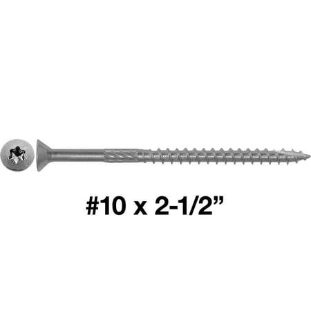 Jake Sales Brand #10 x 2-1/2” Torx/Star Stainless Steel Wood Screw ~86 Screws - ACQ Compatible - 1 Pound
Jake Sales Brand #10 x 2-1/2” Torx/Star Stainless Steel Wood Screw ~86 Screws - ACQ Compatible - 1 Pound