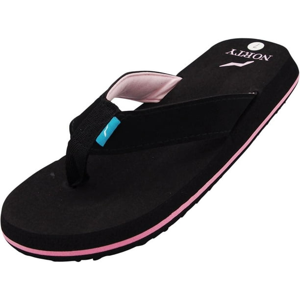 Norty Womens Platform Soft Cushioned Footbed Flip Flop Thong Sandal - Runs One Size Small, 40692 Black, Pink / 10B(M)US