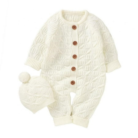 Baby Sweater Romper Warm Knit Romper Jumpsuit Long Sleeve One Piece Outfits with Warm Hat
Baby Sweater Romper Warm Knit Romper Jumpsuit Long Sleeve One Piece Outfits with Warm Hat