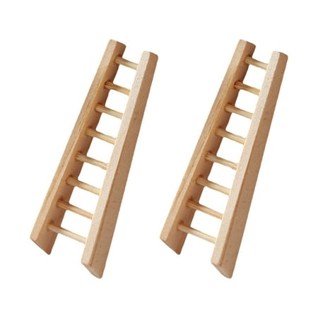 Homemaxs 2Pcs Wooden Ladder Adornment Simulated Furniture Model Chic Photo Prop