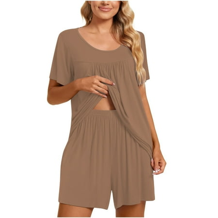 BLVB Womens Pajamas 2 Piece Outfits Casual Crewneck Short Sleeve Tops and Shorts Lounge Sets Sleepwear with Pockets
BLVB Womens Pajamas 2 Piece Outfits Casual Crewneck Short Sleeve Tops and Shorts Lounge Sets Sleepwear with Pockets