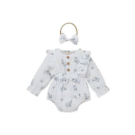 ZIYIXIN Newborn Baby Girl Floral Romper Long Sleeve Ruffle Bodysuit Jumpsuit Two Piece Infant Outfits White 12-18 Months
ZIYIXIN Newborn Baby Girl Floral Romper Long Sleeve Ruffle Bodysuit Jumpsuit Two Piece Infant Outfits White 12-18 Months