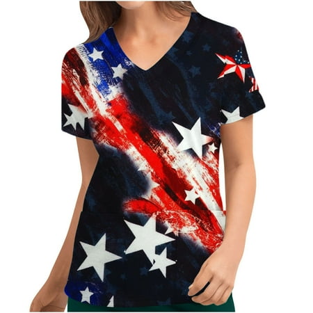 Summer Savings Clearance 2023! Womens 4th of July Scrubs Tops Fashion Novelty American Flag Print V Neck Short Sleeve T Shirts Nurse Working Uniforms with Pockets
Summer Savings Clearance 2023! Womens 4th of July Scrubs Tops Fashion Novelty American Flag Print V Neck Short Sleeve T Shirts Nurse Working Uniforms with Pockets
