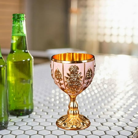 Retro Classical Small Goblet Glasses Carving Pattern Handmade Cup Household Bar Wedding Dinners Parties Drinkware Ornament