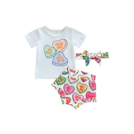 Infant Baby Girl Valentines Day Outfit Colorful Letter Heart Print T Shirt Shorts Headband 3Pcs Set
Infant Baby Girl Valentines Day Outfit Colorful Letter Heart Print T Shirt Shorts Headband 3Pcs Set