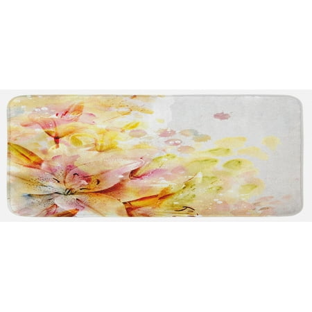 Shabby Flora Kitchen Mat Watercolored Lilies Flowers Buds Leaves Colored Marks Art Plush Decorative Kitchen Mat with Non Slip Backing 47 X 19 Pale Pink Peach by Ambesonne
Shabby Flora Kitchen Mat Watercolored Lilies Flowers Buds Leaves Colored Marks Art Plush Decorative Kitchen Mat with Non Slip Backing 47 X 19 Pale Pink Peach by Ambesonne